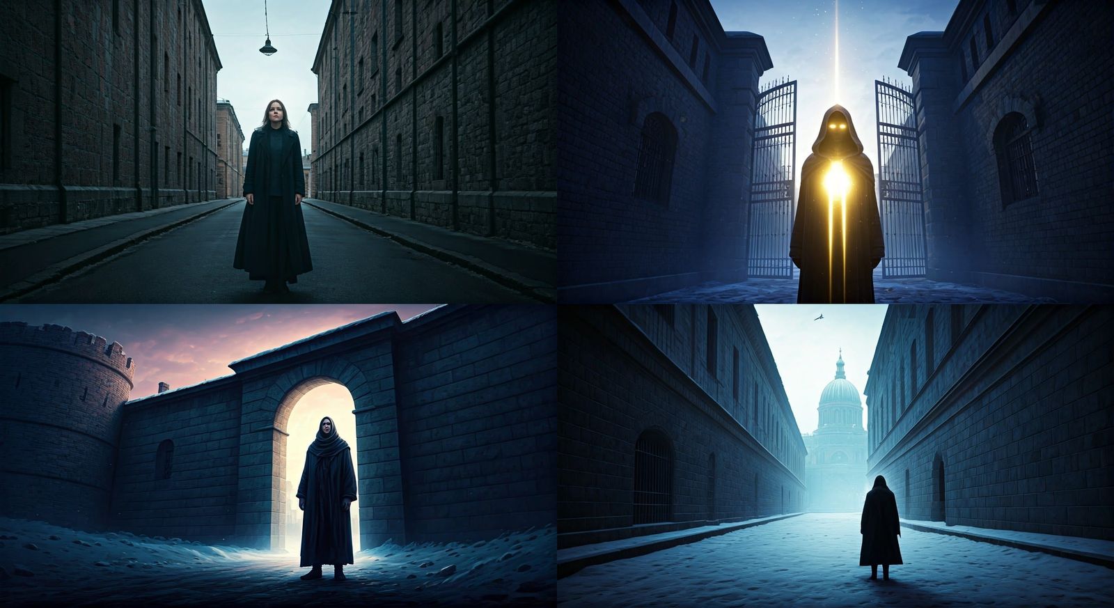 A Figure Basks in Inner Light Outside St. Petersburg Prison,...