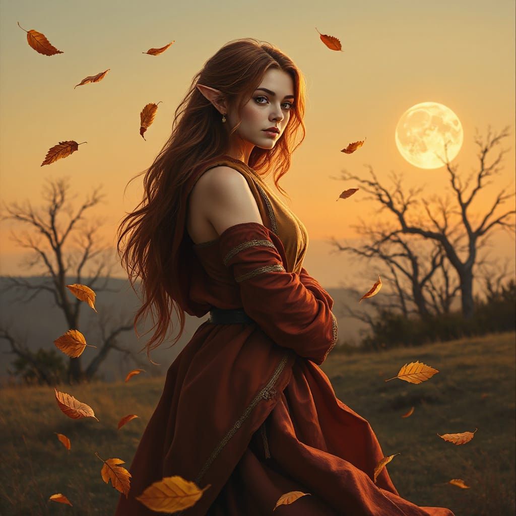 Elegant Autumn Elf at Twilight