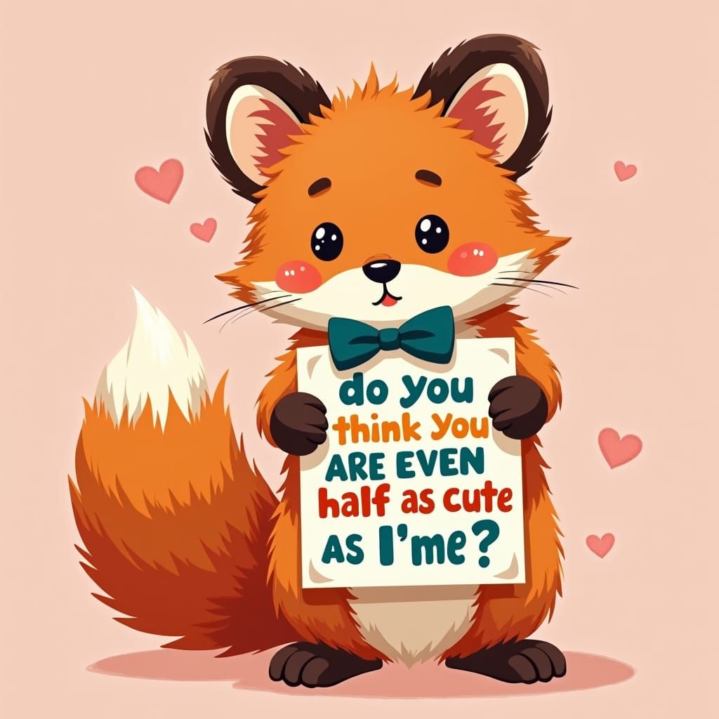 Kawaii Fox Ferret Hybrid with Sign