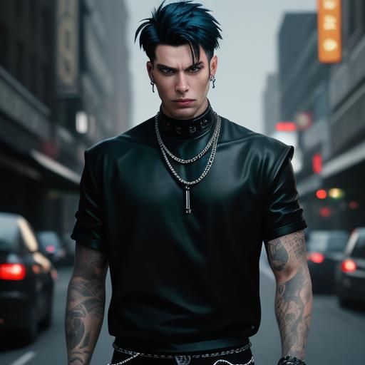 Young Man with Piercings in Cinematic Lighting