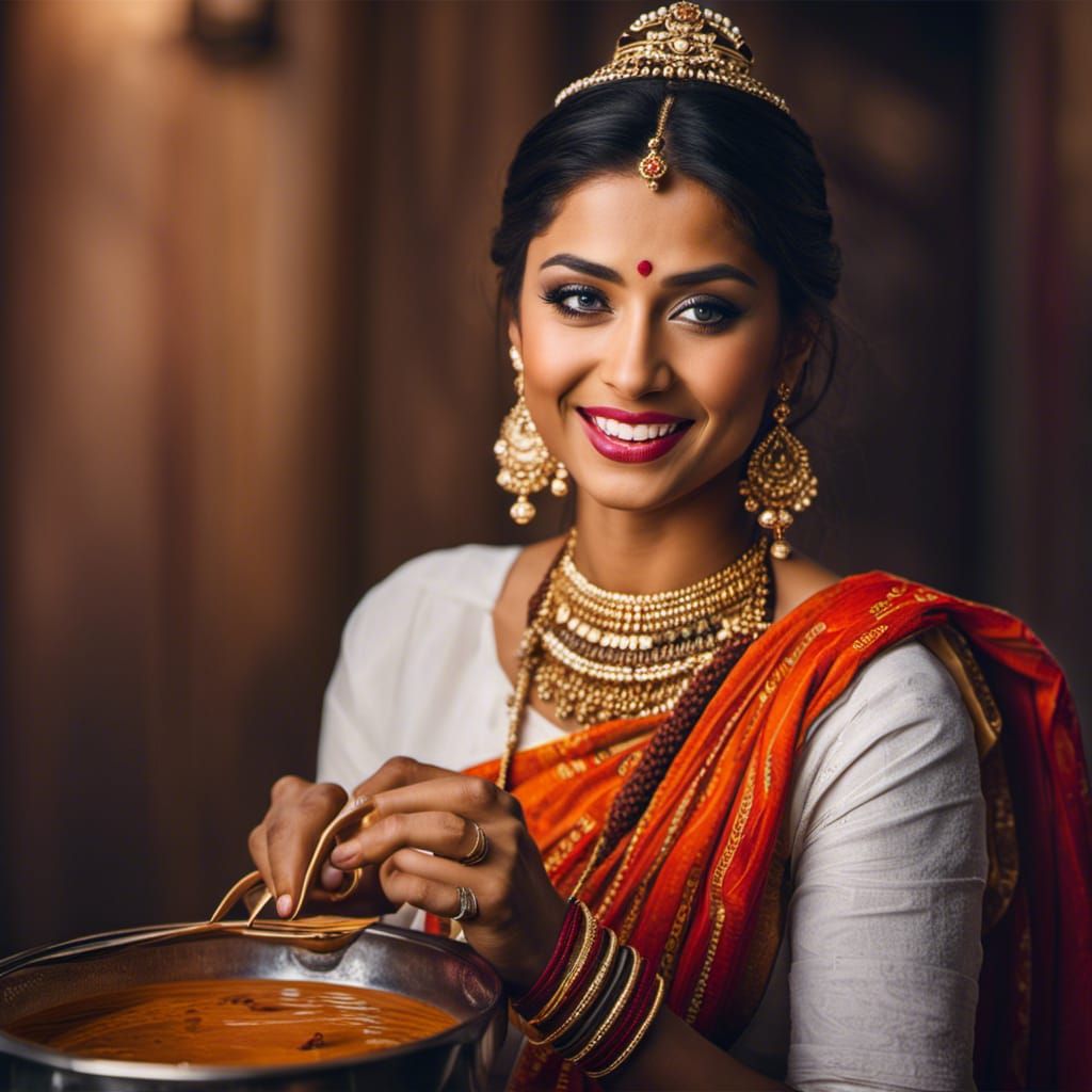 Beautiful Indian Woman Making Masala Chai Tea