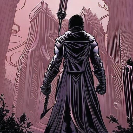 Mysterious Superhero Silhouette in Comic Book Style