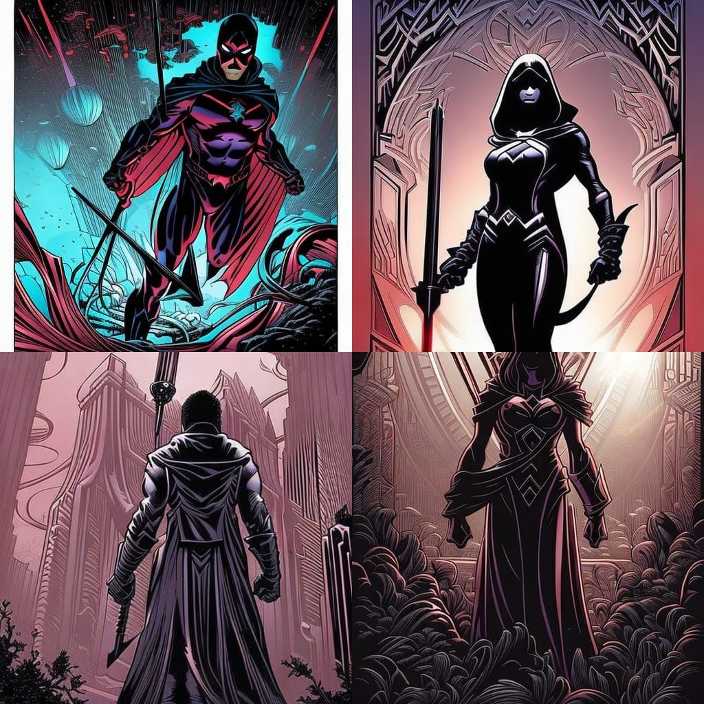 Mysterious Superhero Silhouette in Comic Book Art