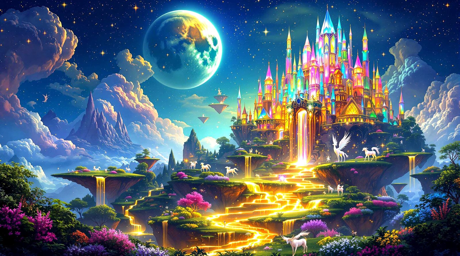 Enchanted Crystal Realm in a Dreamlike Fantasy Landscape