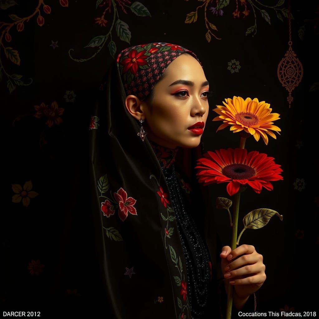 Psychedelic Garden of Cosmic Mystery in Bold Colors