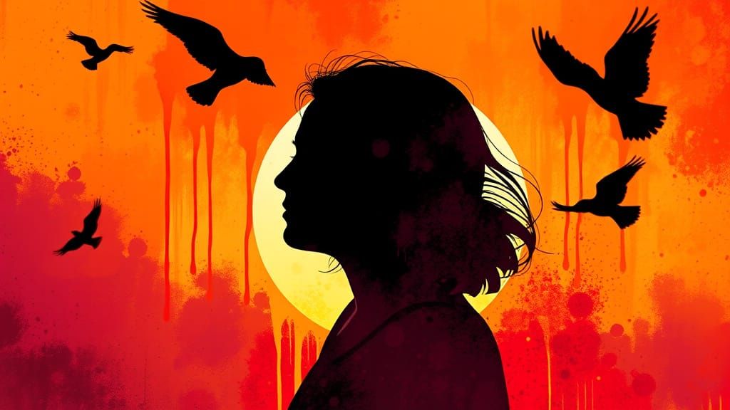 Silhouette in Amber and Plum Hues