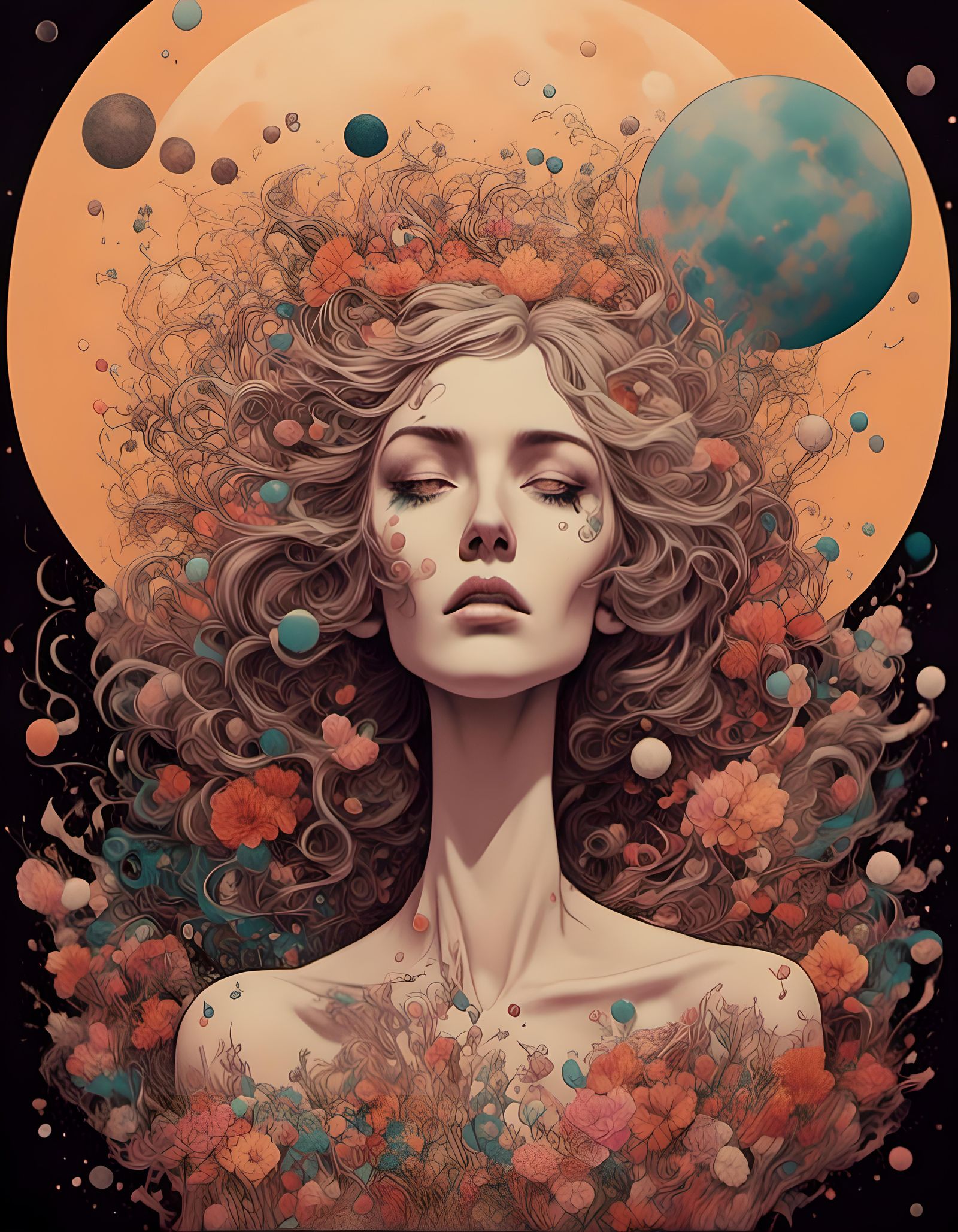 Psychedelic 70s Twilight: A Surreal Retro Scene