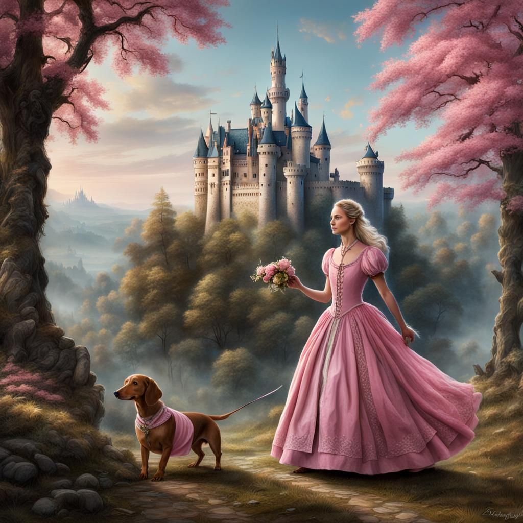 Fairytale Wood with Princess and Bavarian Castle