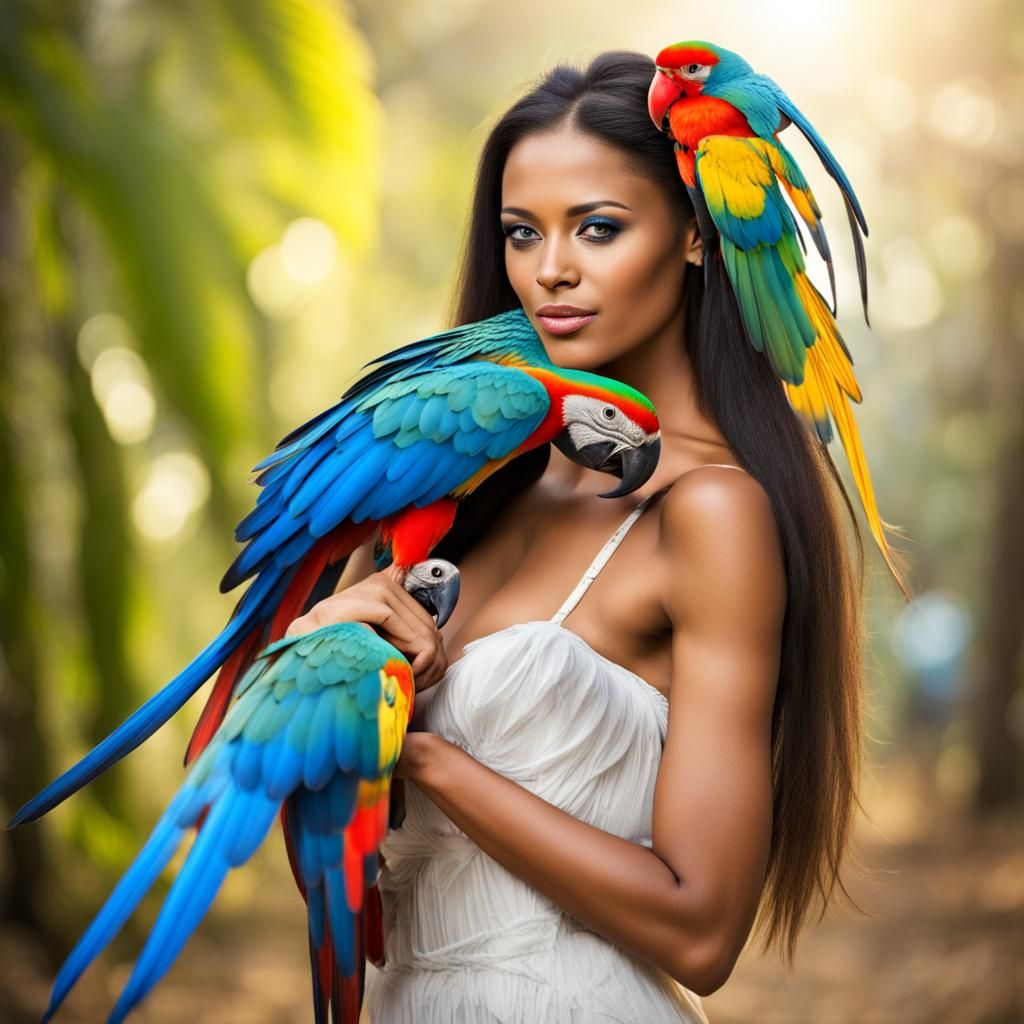 Brazilian Woman Transformed with Macaw Wings