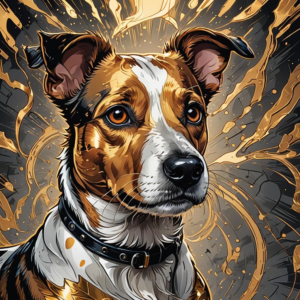 Majestic Jack Russell Portrait in Comic Book Style
