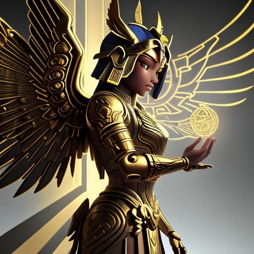 Futuristic Egyptian Warrior in Cyberpunk Style