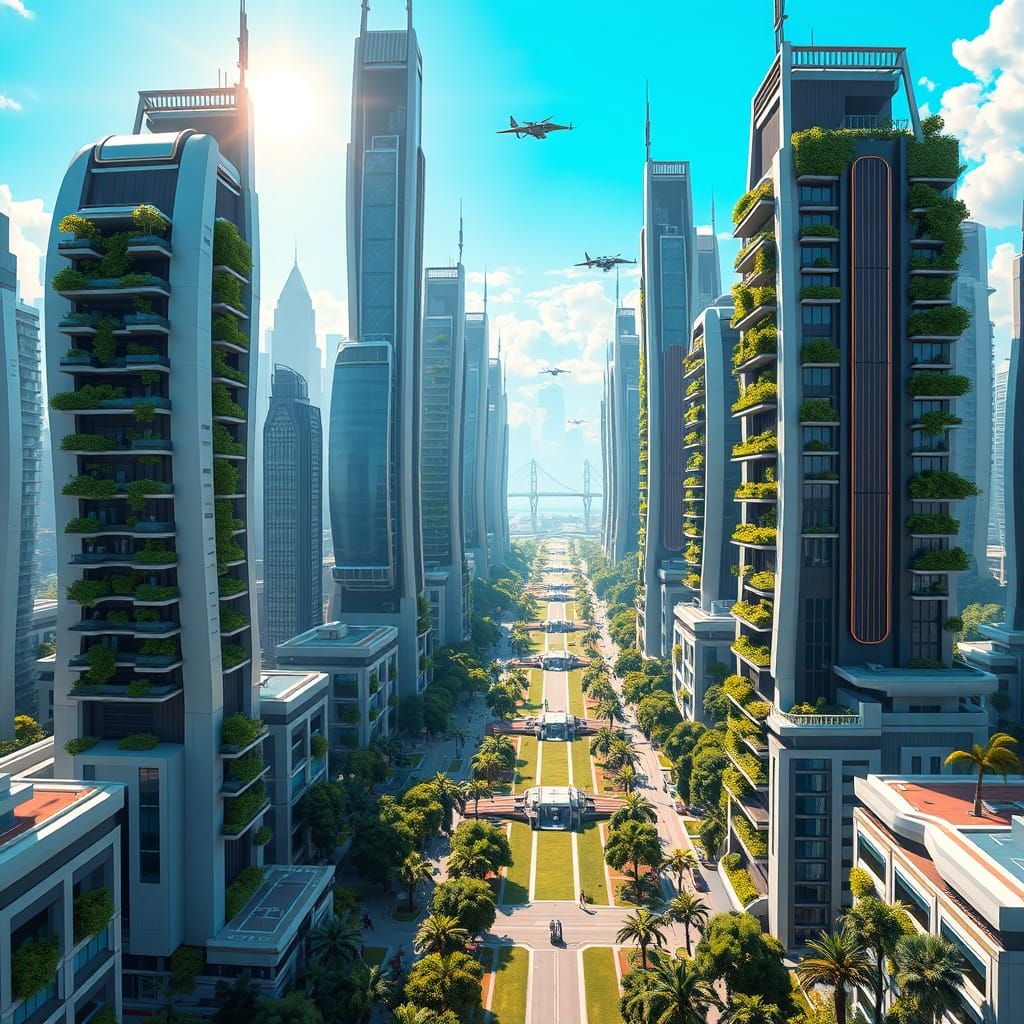 Vibrant Futuristic Cityscape in 3D Digital Art