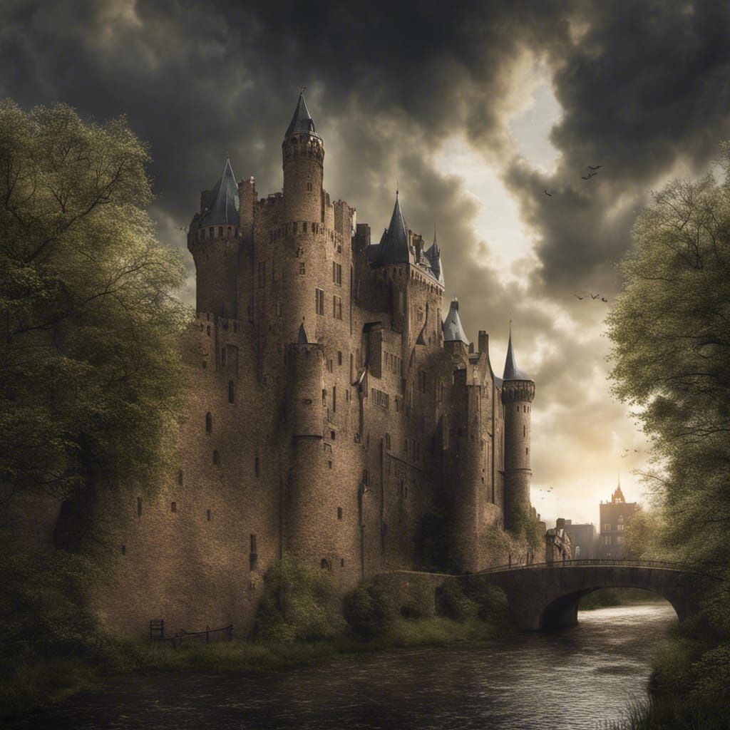 Medieval Utrecht Castle: Detailed Matte Painting
