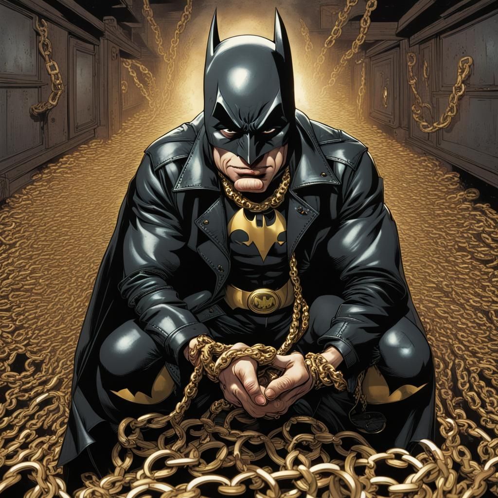 Batman in Leather Coat with Fisheye Lens