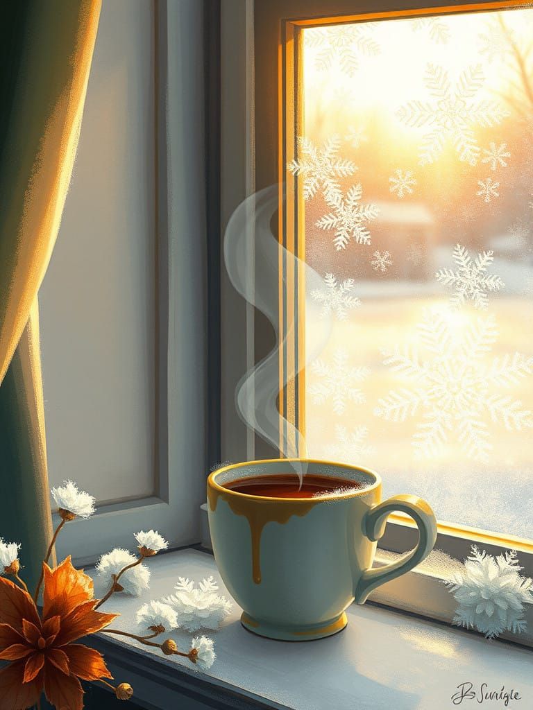 Cozy Winter Morning Whimsy in Soft Gouache