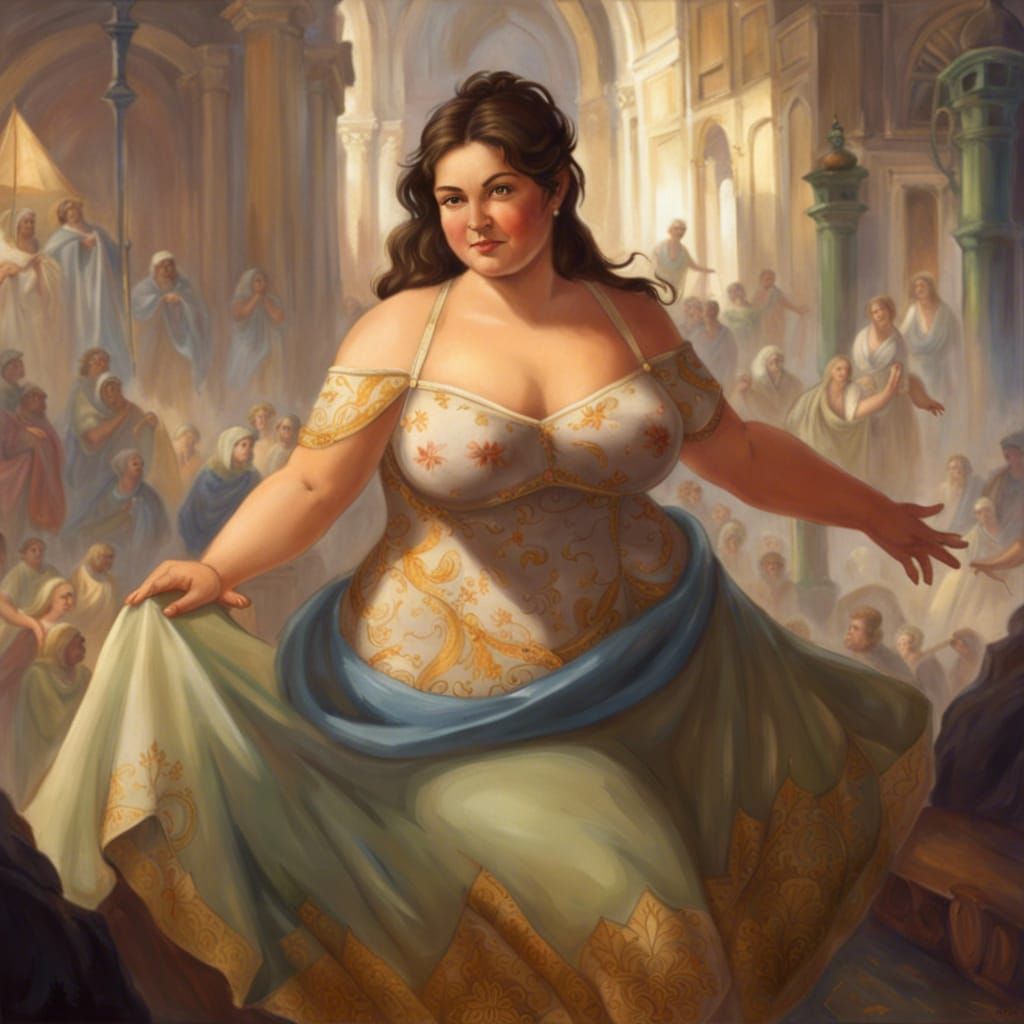 Goddess Dancing Gracefully On Stage in Oil Painting Style
