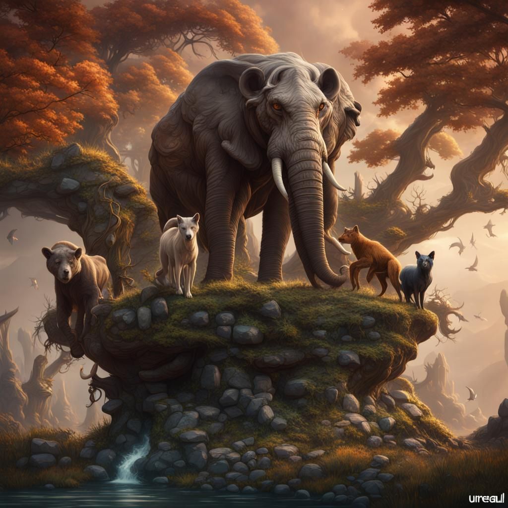 Fantastical Animals in Detailed Matte Painting
