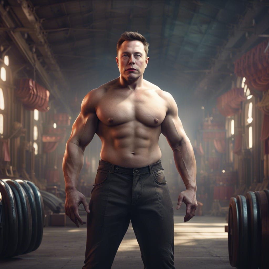 Elon Musk as Bodybuilder: Detailed Fantasy Art