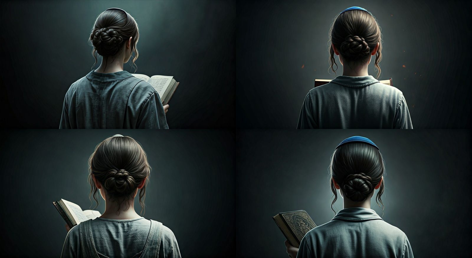 A Young Jewish Girl Prays in a Simple yet Elegant Setting