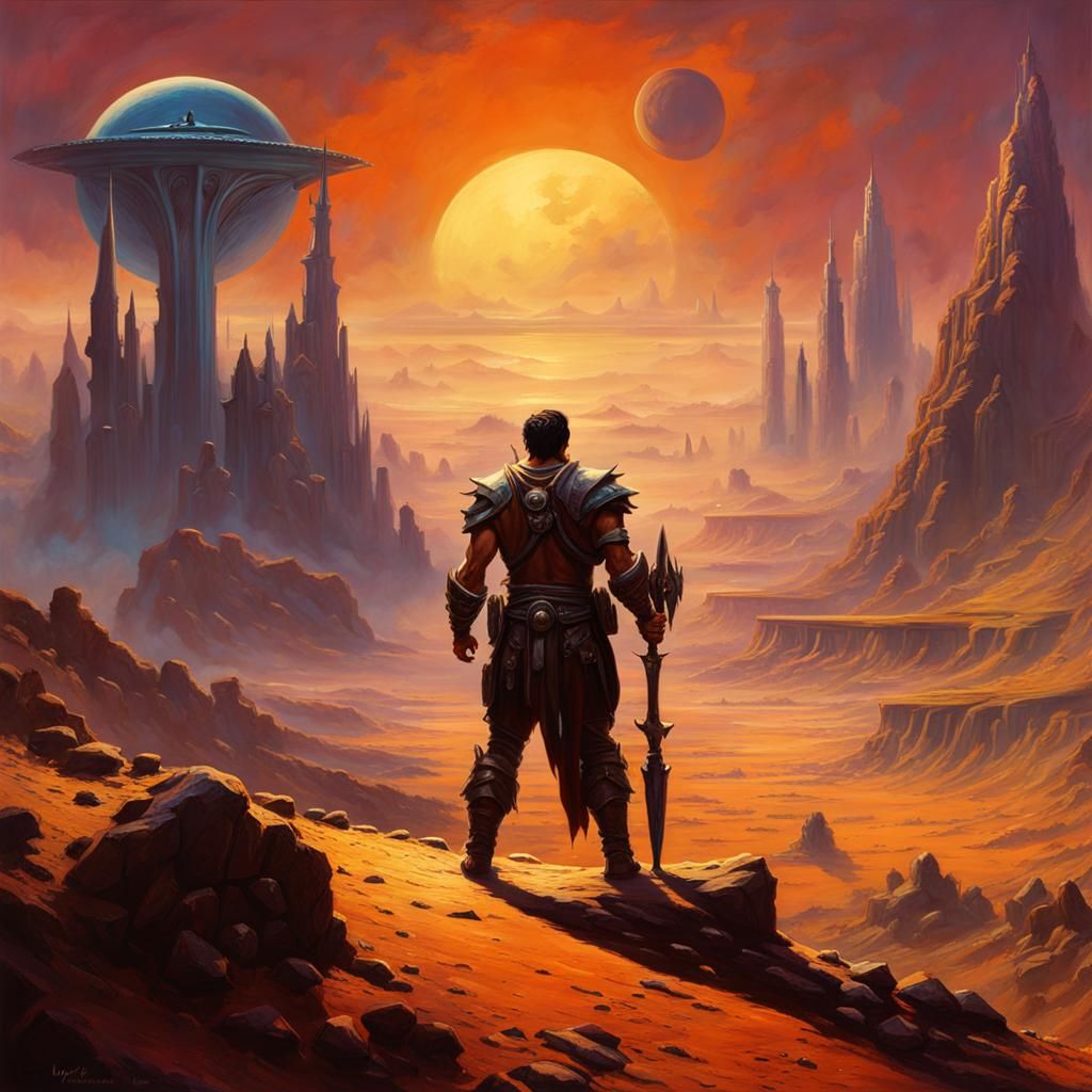 Fantasy Planet Portrait in Oil Painting Style