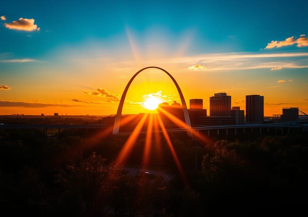 Vibrant St. Louis Sunset in Colorful Imagery