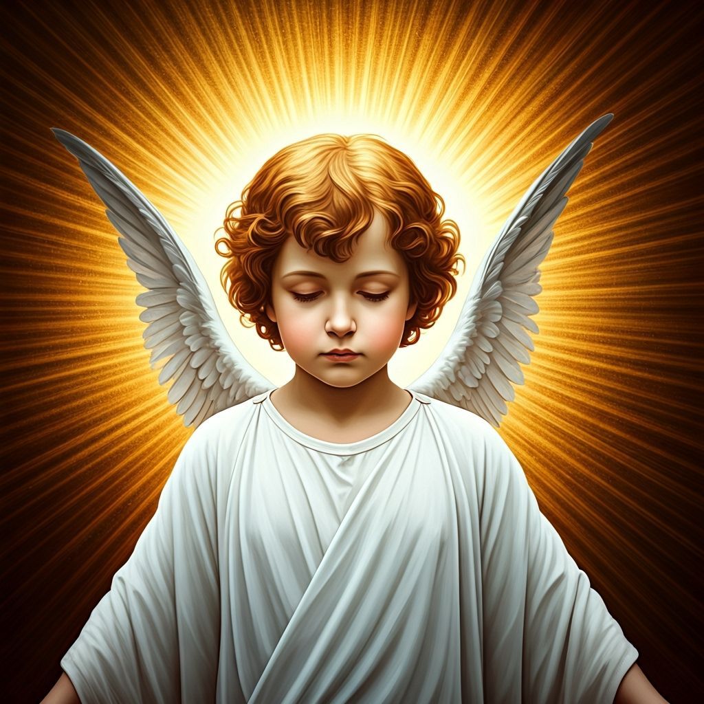 Cherub with Golden Aura in Digital Art Style