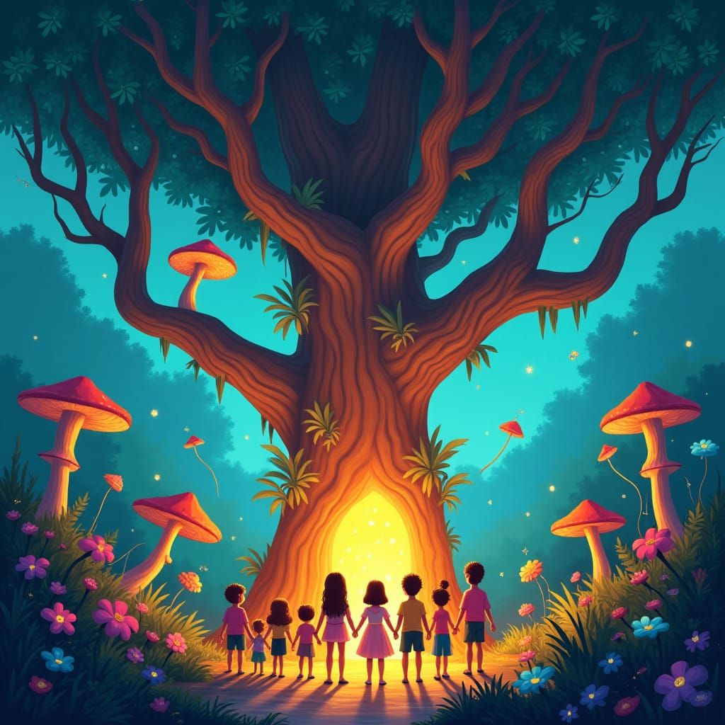 Whimsical Children's Forest Adventure in Rich Color