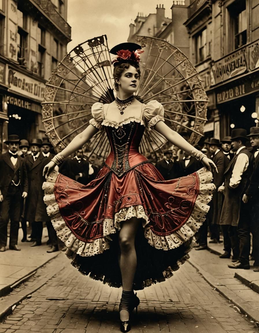 Vintage Parisian Dancer Captured in Hyperrealistic Detail