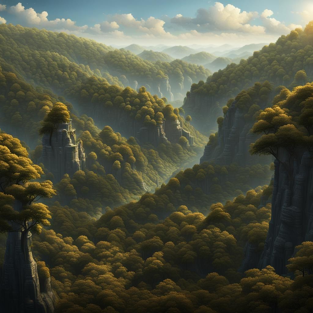 Forested Hills of Indiana as Matte Painting
