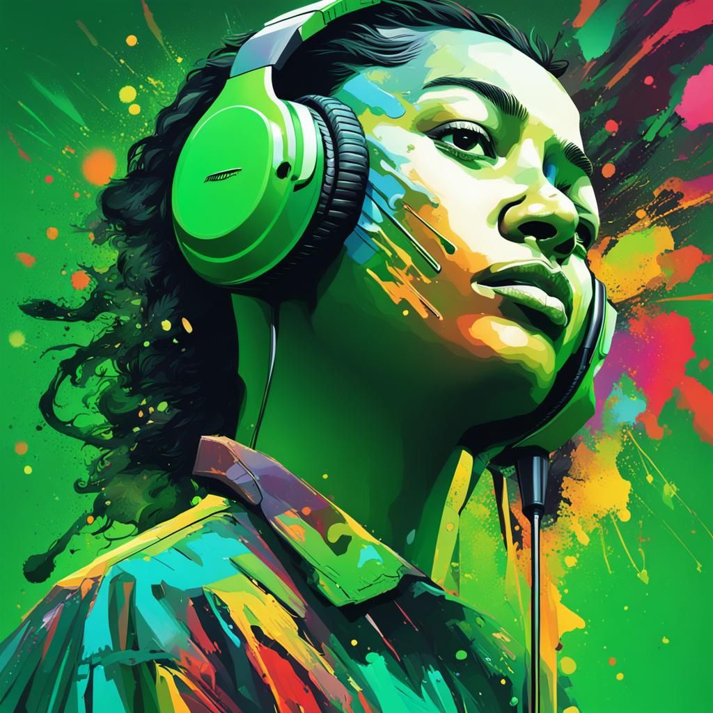 Music as Green: Hyperrealistic Splash Art