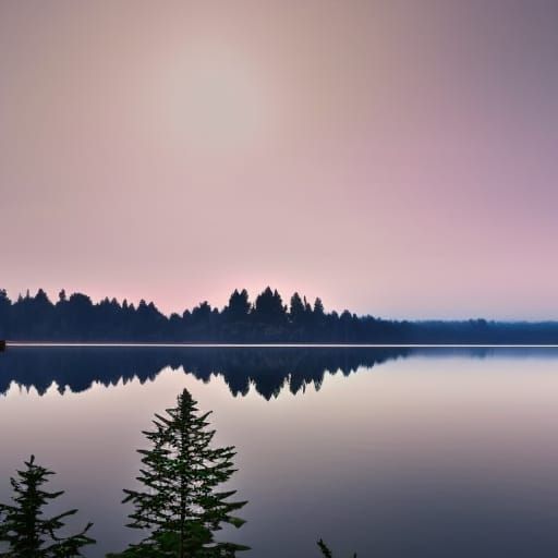 Ethereal Lake Reflection: Fantasy Cityscape Beyond