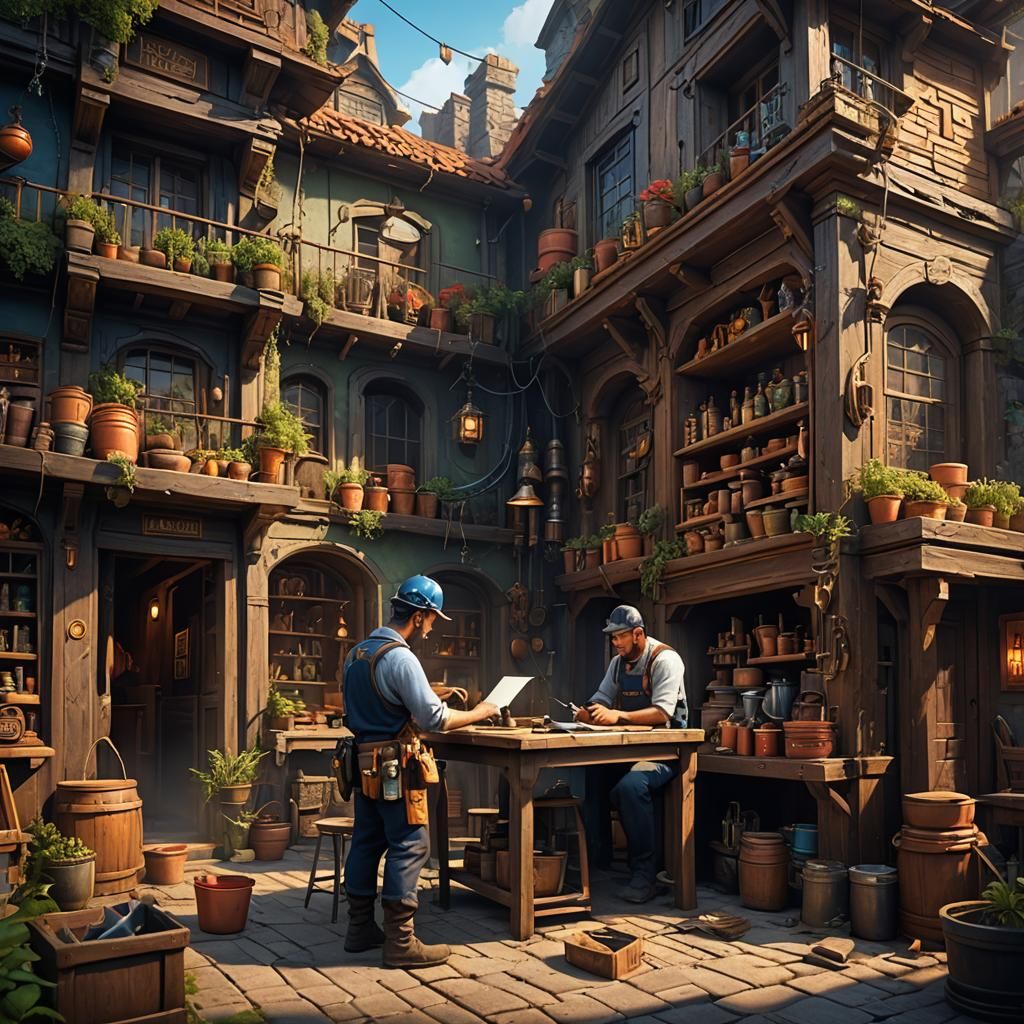 Handyman and Client Communication: Detailed Matte Painting