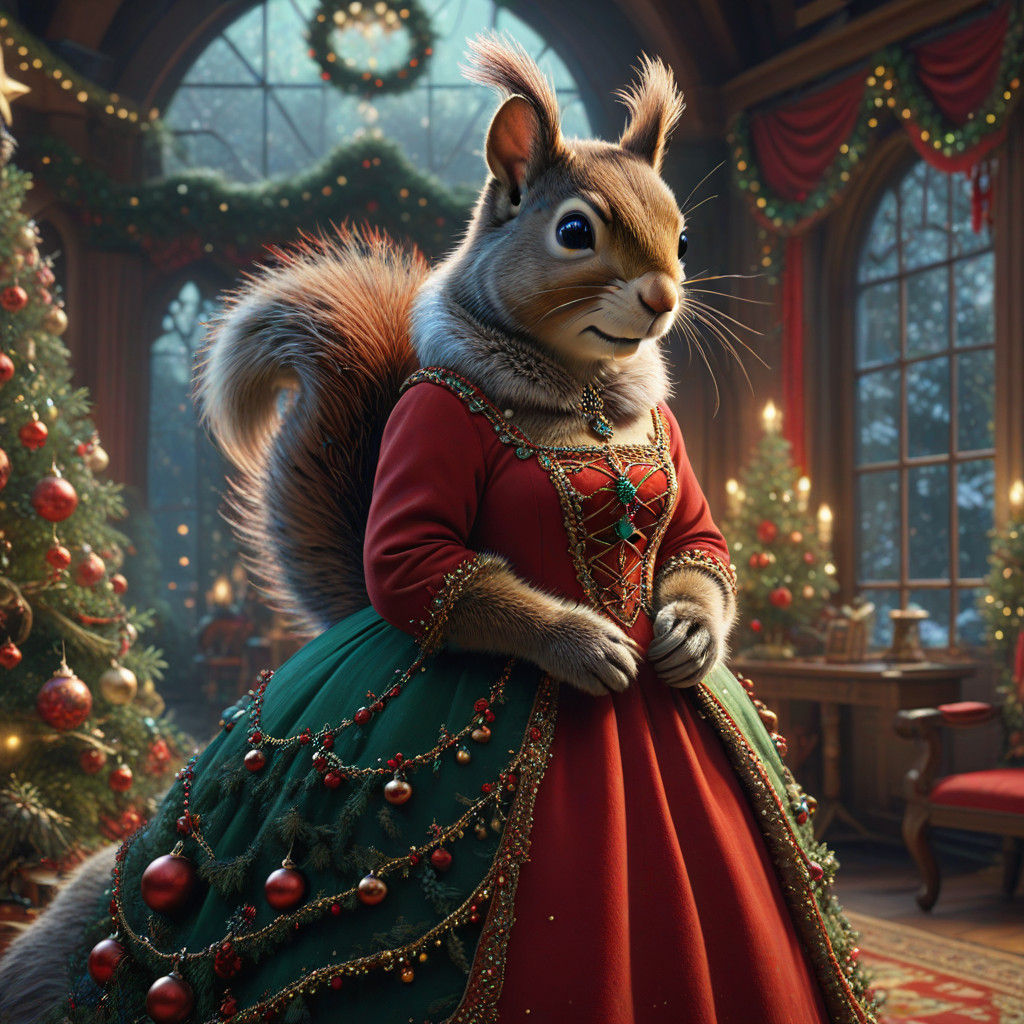 Surreal Squirrel Queen Empresses the Whimsical Winter Wonder...