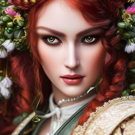 Red-Haired Elf in Tavern: Detailed Fantasy Portrait
