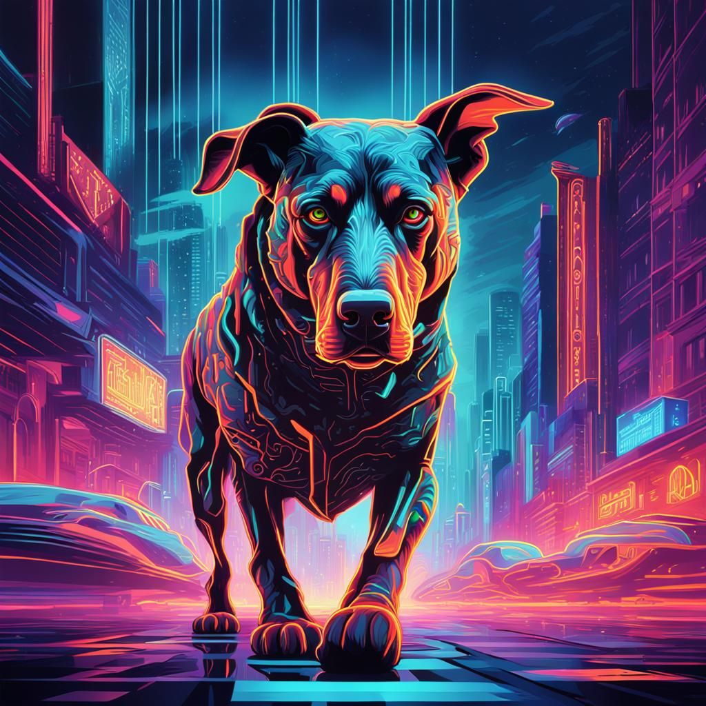 Futuristic Hound of the Baskervilles in Art Deco Style