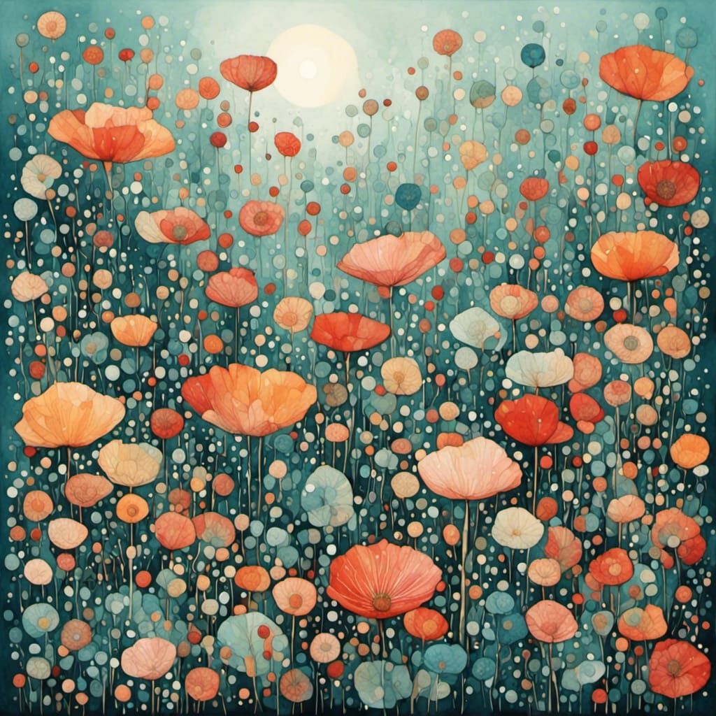 Floral Dream in Rain: An AI Generated Image