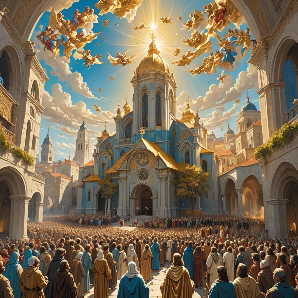 Fantastical Cityscape Art: Church Above, Jesus Below