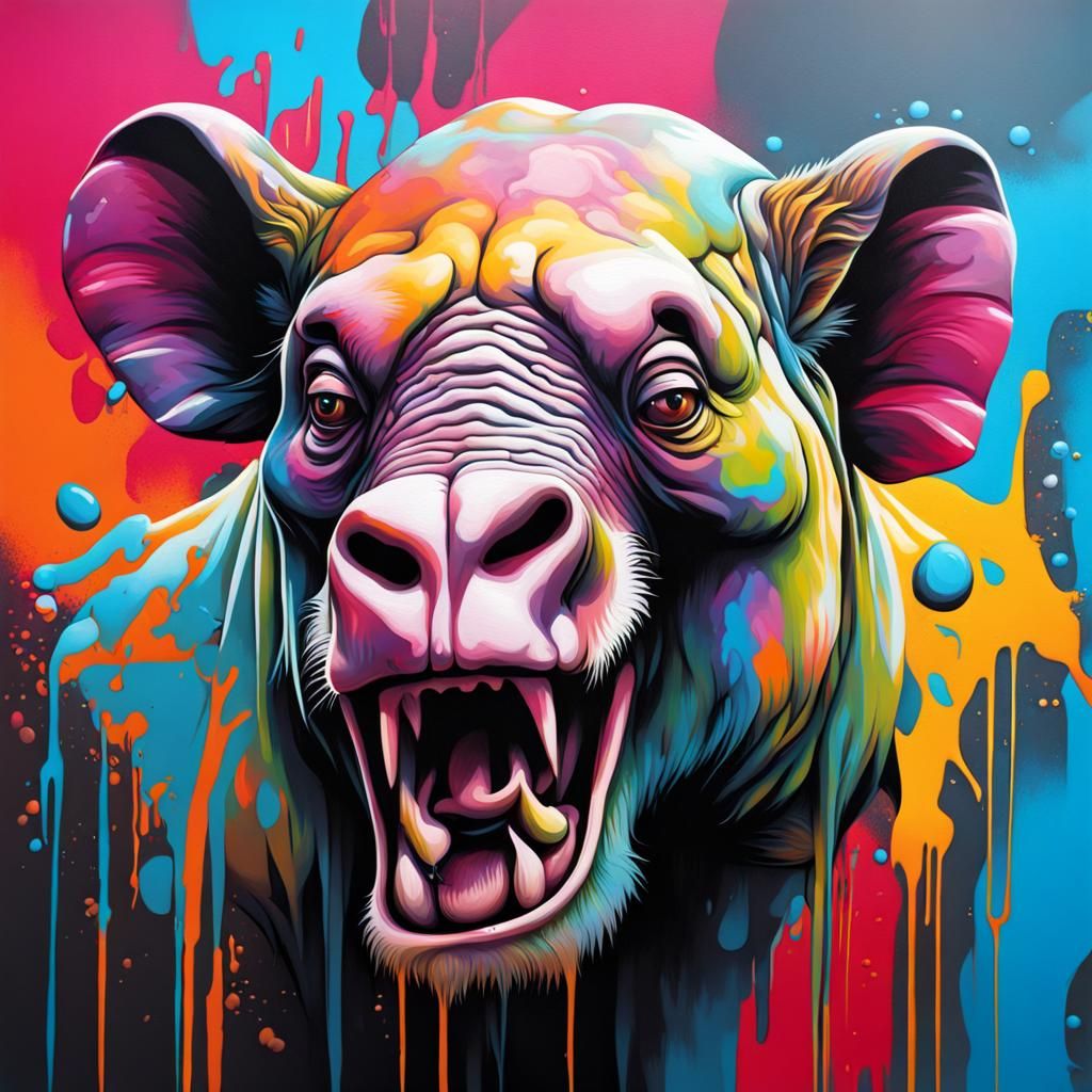 Colorful Graffiti Animals in Spray Paint Style