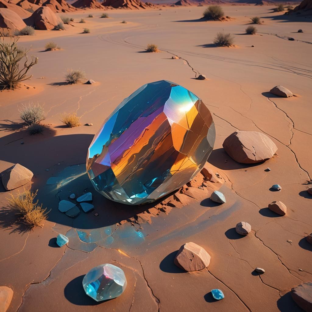 Rainbow Stone in Desert, Matte Painting