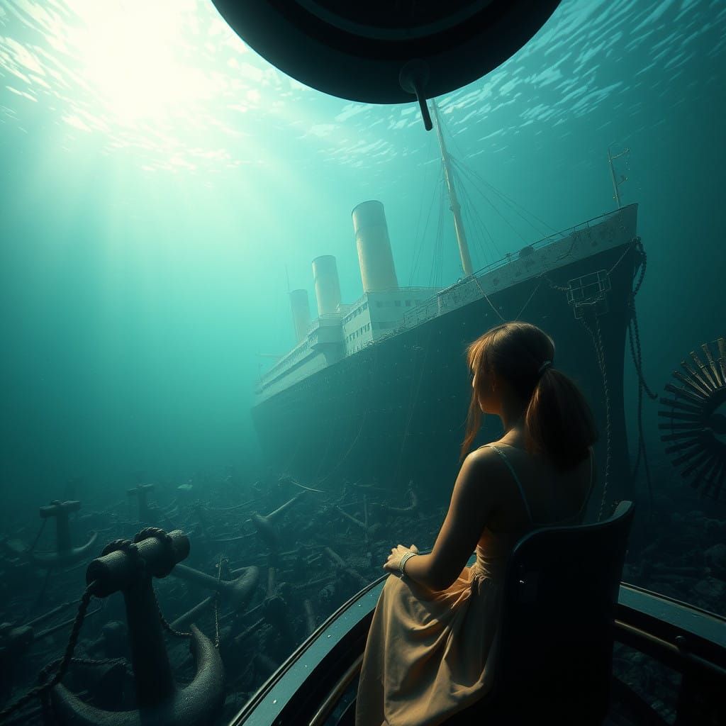 Majestic Titanic Wreckage Scene in Photorealistic Style
