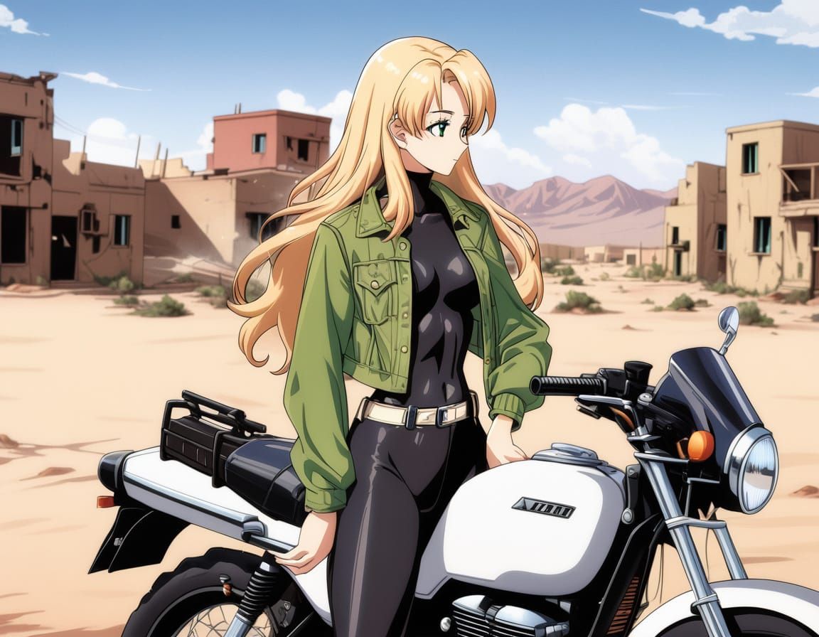 Retro 90's Bounty Hunter in Abandoned Desert Town