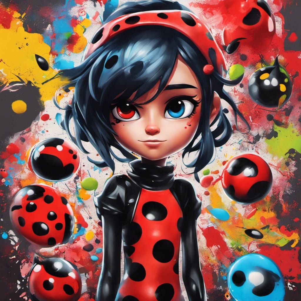 Miraculous Ladybug and Kwamis in Graffiti Art