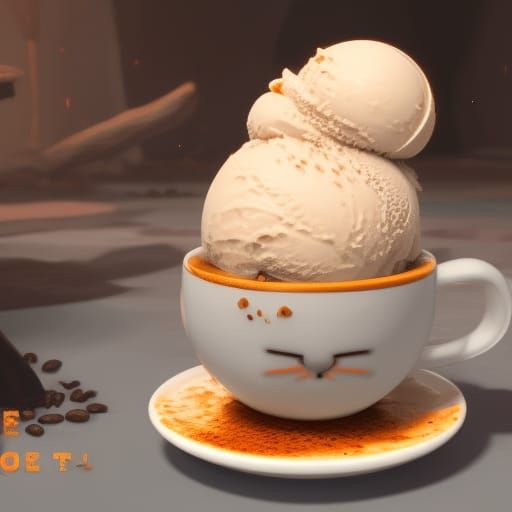 Coffee Cup Cat: Detailed Matte Painting