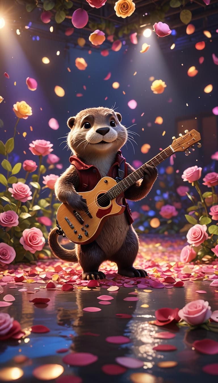 Otter Plays Guitar in Pixar-Style Animation