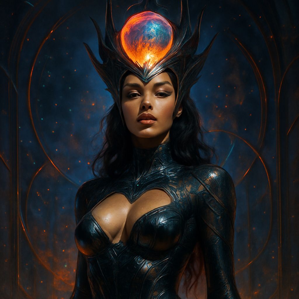 Photorealistic Sci-Fi Space Queen with Exotic Sensualism