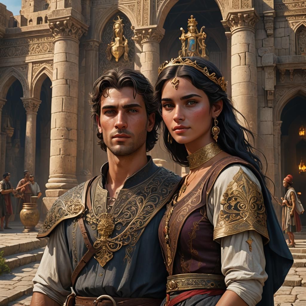 Young King David and Peasant Girlfriend: Fantasy Art