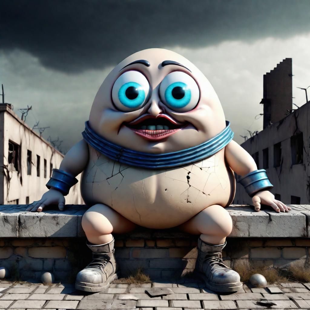 Futuristic Dystopian Humpty Dumpty with Evil Eyes