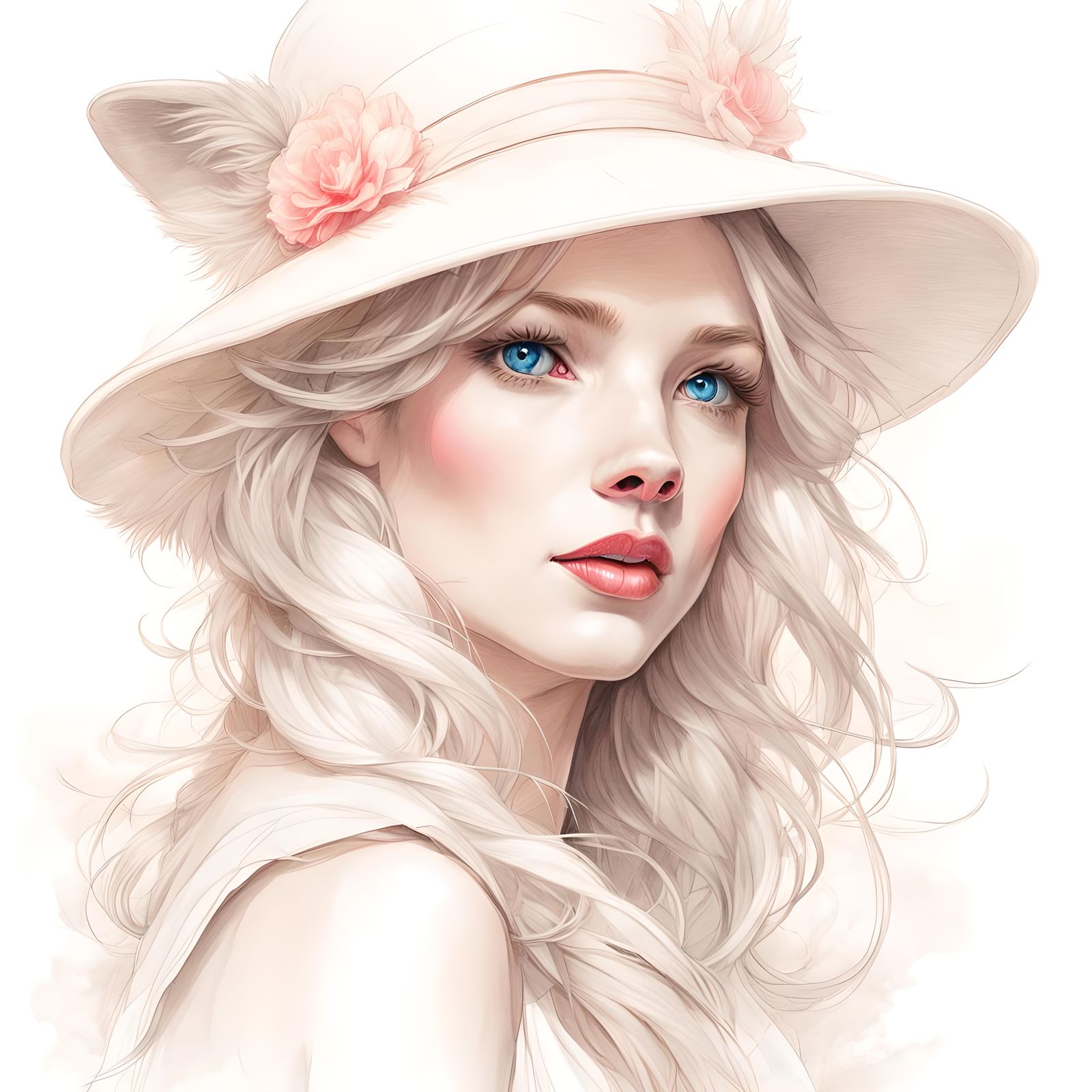 colorful Pencil sketch of A beautiful Woman