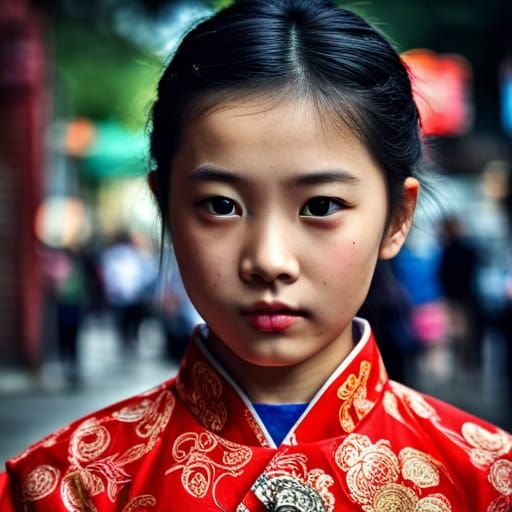 Hyperrealistic Portrait of a Chinese Tween Girl
