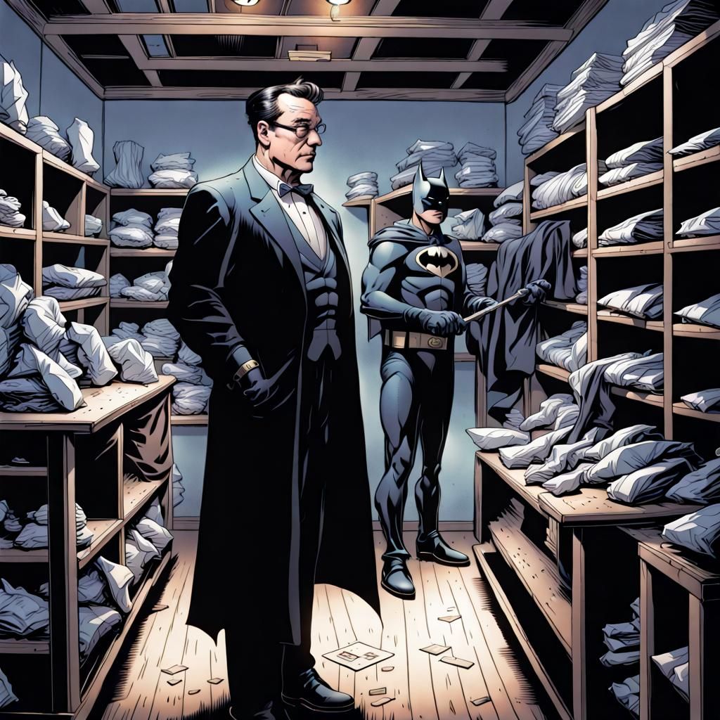 Robotic Alfred Pennyworth in the Batcave, Comic Book Art